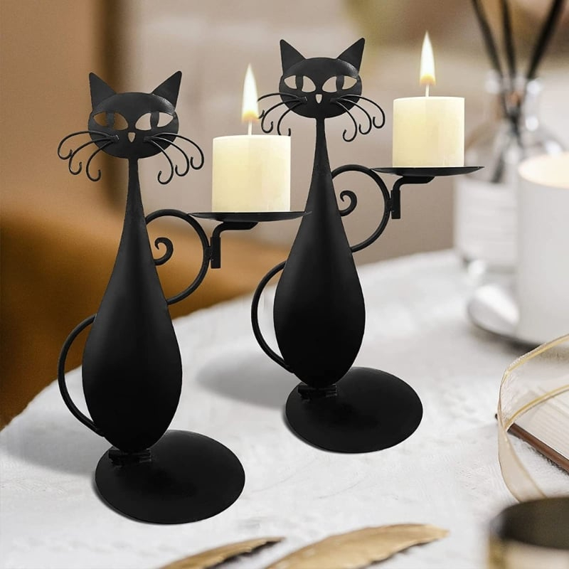 Niche Scraper Black Cat Candle Holder